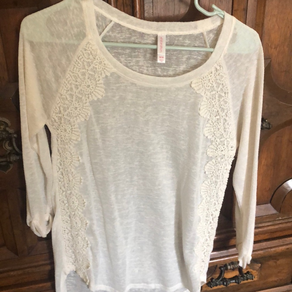 Ivory lace sheer top